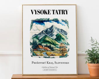 Vysoke Tatry, Prešovský Kraj, Slovensko, Traditional Tile Pattern Aesthetic Wall Art Decor Print Poster