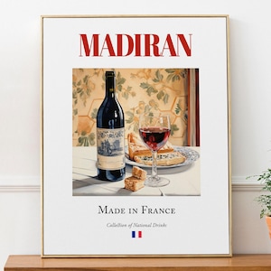 Madiran on Maiolica Tile, Traditional Hautes-Pyrénées Beverage (Drink) Print Poster, Kitchen and Bar Wall Art