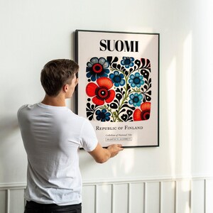 Finnish Tile Art Print | Suomi Floral Pattern Poster image 4