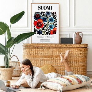 Finnish Tile Art Print | Suomi Floral Pattern Poster image 5