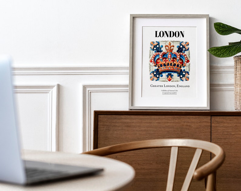 London Royal Charm: Traditional Tile Pattern Aesthetic Wall Art Decor Print Poster image 4