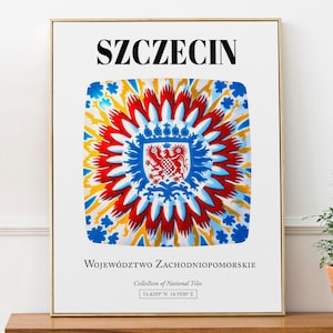 Lámina artística de Szczecin, Polonia: Decoración de pared con motivos de azulejos tradicionales