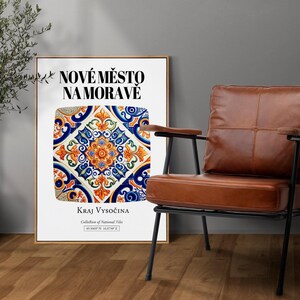 Impresión de patrón de azulejos checos, Nové Město na Moravě, Vysočina Art Decor Póster