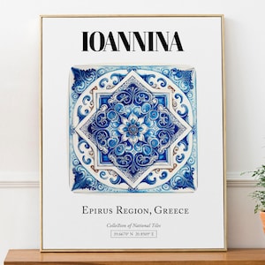 Ioannina Timeless Tile Art Poster: Greek Elegance in Wall Decor
