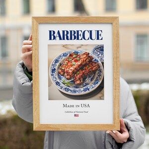 Barbecue on Maiolica tile plate, Traditional American Food Wall Art Print Poster, Kitchen and Café Decor, Food Lover Gift image 7