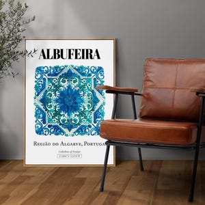 Albufeira, Região do Algarve, Portugal, Traditional Tile Pattern Aesthetic Wall Art Decor Print Poster