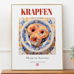 Österreichisches Krapfen Essen Kunstdruck, Maiolica Tile Plate Poster
