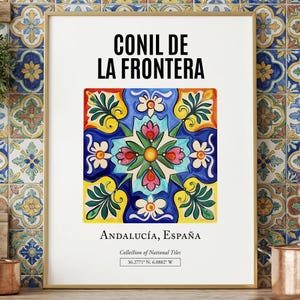 Conil de la Frontera, Andalusia, Spain - Traditional Tile Pattern Wall Art Print Poster