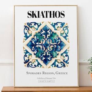 Skiathos Enchanting Tile Pattern Poster: Greek Island Charm in Wall Art