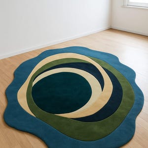 Hand Tufted Woolen Rug: Colorful Abstract Area Rug
