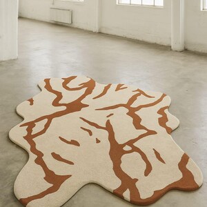 Handmade Wool Wave Rug: Colorful Abstract Carpet for Modern Home