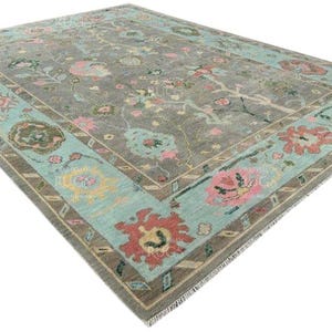 Pastle Green Oushak style Hand Knotted Rug 4x6, 5x8, 6x9, 8x10, 9x12, 10x14 ft Handmade Rugs for Living Room - Antique Contemporary rugs