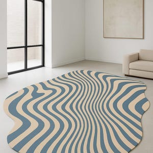 Abstract Irregular Shape Wool Rug – Earth Tone Hand Tufted Modern Carpet | Artistic Statement Rug for Living Room | Custom Color Rug