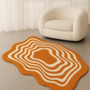 Multicolored Abstract Hand Tufted Organic Design Wool Rug for Living Room, Modern Colorful Soft Textured Custom Floor Art Bedroom Area Rugs