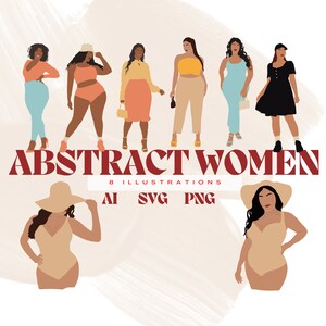 Curvy Woman SVG, Black Girl Clipart, Black Woman Clipart, Fashion Girl Clipart PNG, Afro Abstract Female PNG, African American Woman Clipart