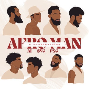 Black History SVG Bundle - Popular SVG Files - Commercial Use - African American Male Clipart - Bearded Man, Afro, Curly Hair, Afro svg