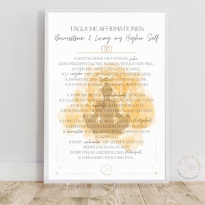 Affirmation poster &quot;Consciousness & Living my Higher Self&quot; Digital/A3/A2 I Mindfulness I Self-care I Affirmations I Spirituality
