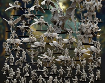 Ensemble de figurines fantastiques imprimées en 3D – Armée elfique sylvestre personnalisable, choisissez vos modèles