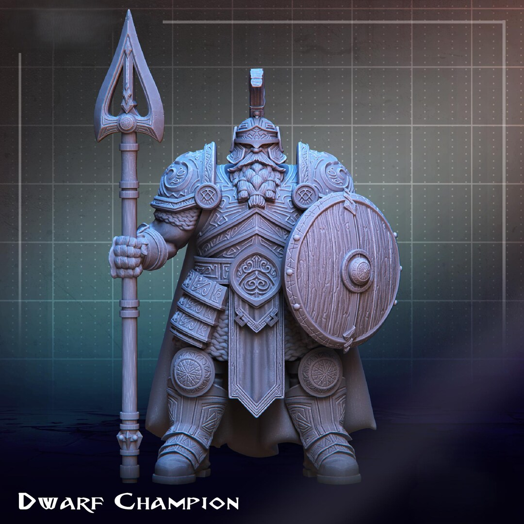 Dwarf Guardian Miniature, Dnd Fantasy Hero, High Detail Resin Print ...