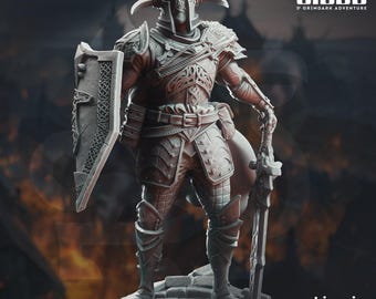 Etsy : Lizarin Champion de Renmaeth - Figurine Grimdark pour D&D et Pathfinder - Chevalier en résine 32 mm/75 mm - Collection Grim Siege