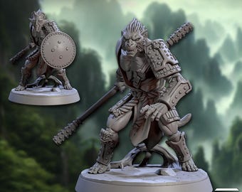 Unité de guerriers moines Vanara - Socle de 30 mm - Figurines en résine imprimées en 3D - Jeu de rôle sur table (D&D)