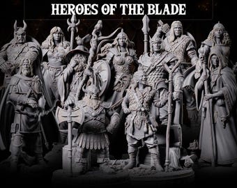 Héros de la Lame x13 Miniatures : Figurines de jeu de rôle fantastiques de 32 mm pour Donjons et Dragons, Warhammer