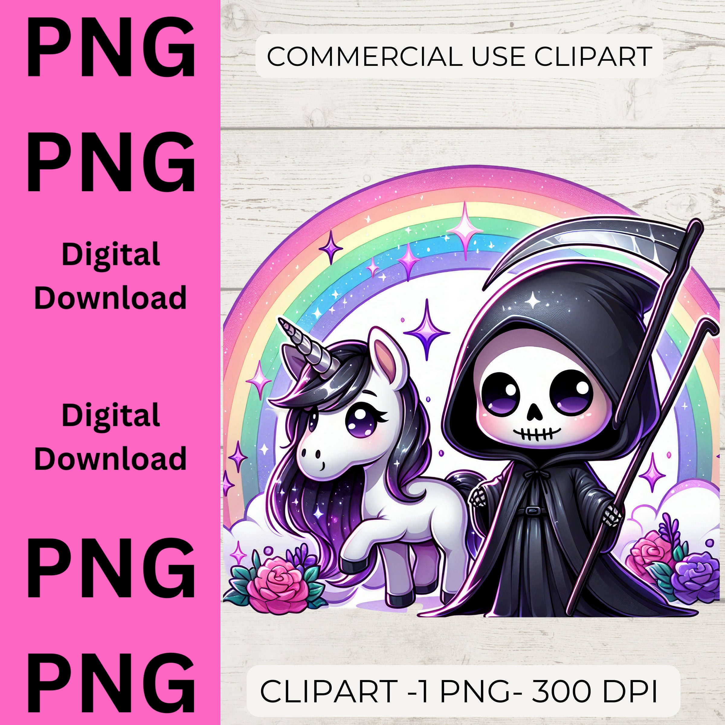 Cute Kawaii Grim Reaper Rides A Unicorn Rainbow Death Metal PopSockets PopGrip: Swappable Grip For Phones & Tablets