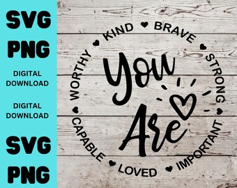 Eres amado SVG, PNG, diseño de camiseta (descarga digital)