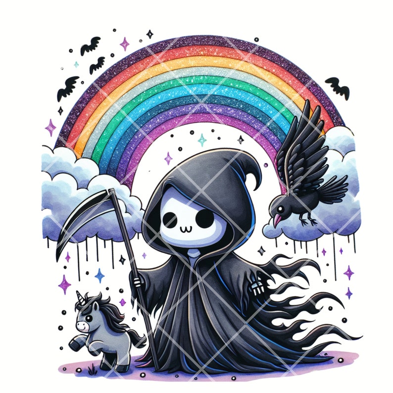 T-shirt Grim Reaper Goth - Impression Phosphorescente - Fruit Of The Loom