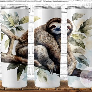 Chill Sloth - 20 oz Skinny Tumbler Wrap Sublimation Design, PNG DIGITAL ONLY, Tumbler Wrap, Digital