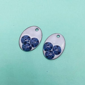 White and purple enamel drops, OOAK Lampwork enamels, enamel components for earrings
