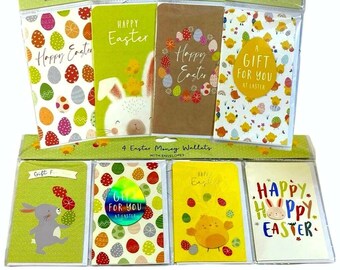 PACK OF 8 Easter Cute Money Wallets Gift Card Cash Voucher Holder with Envelopes