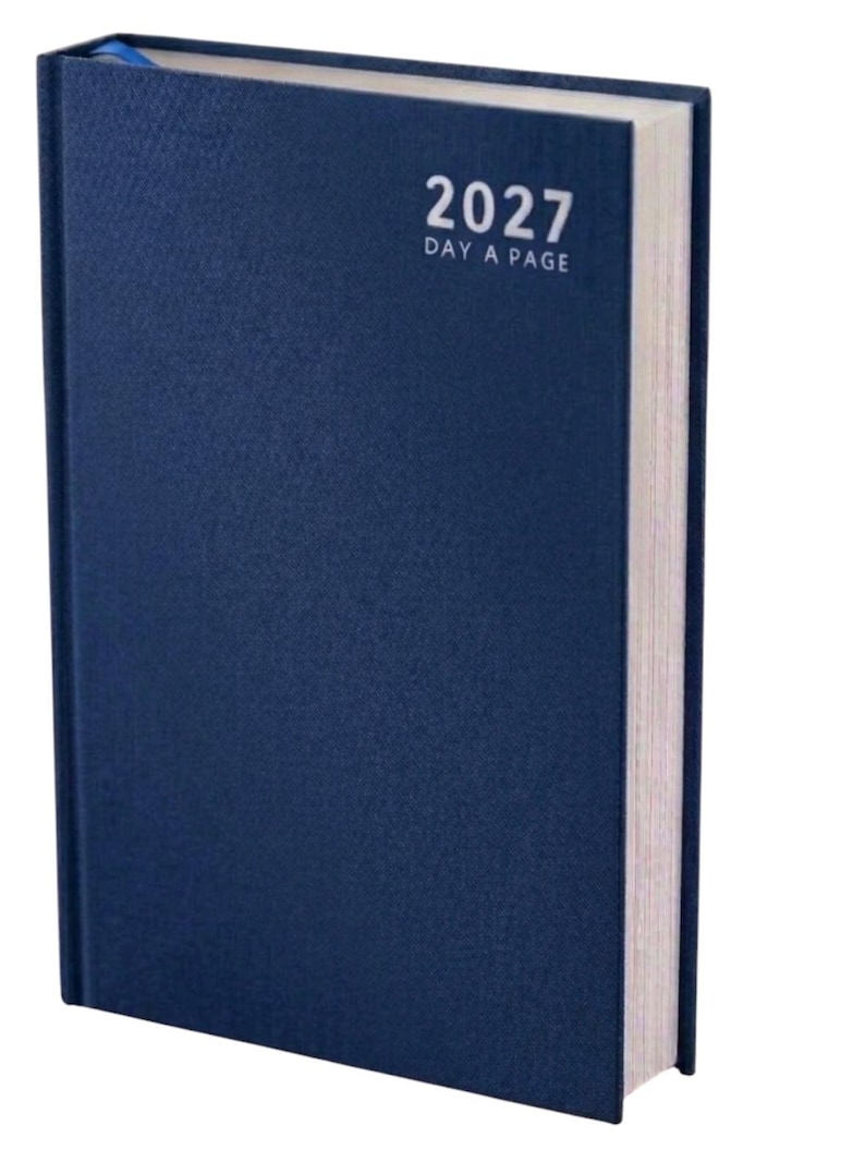 2027 diary A6 A5 A4 Page a Day Week to View Diary Hardback Full Year Planner Case bound Back Cover Blue