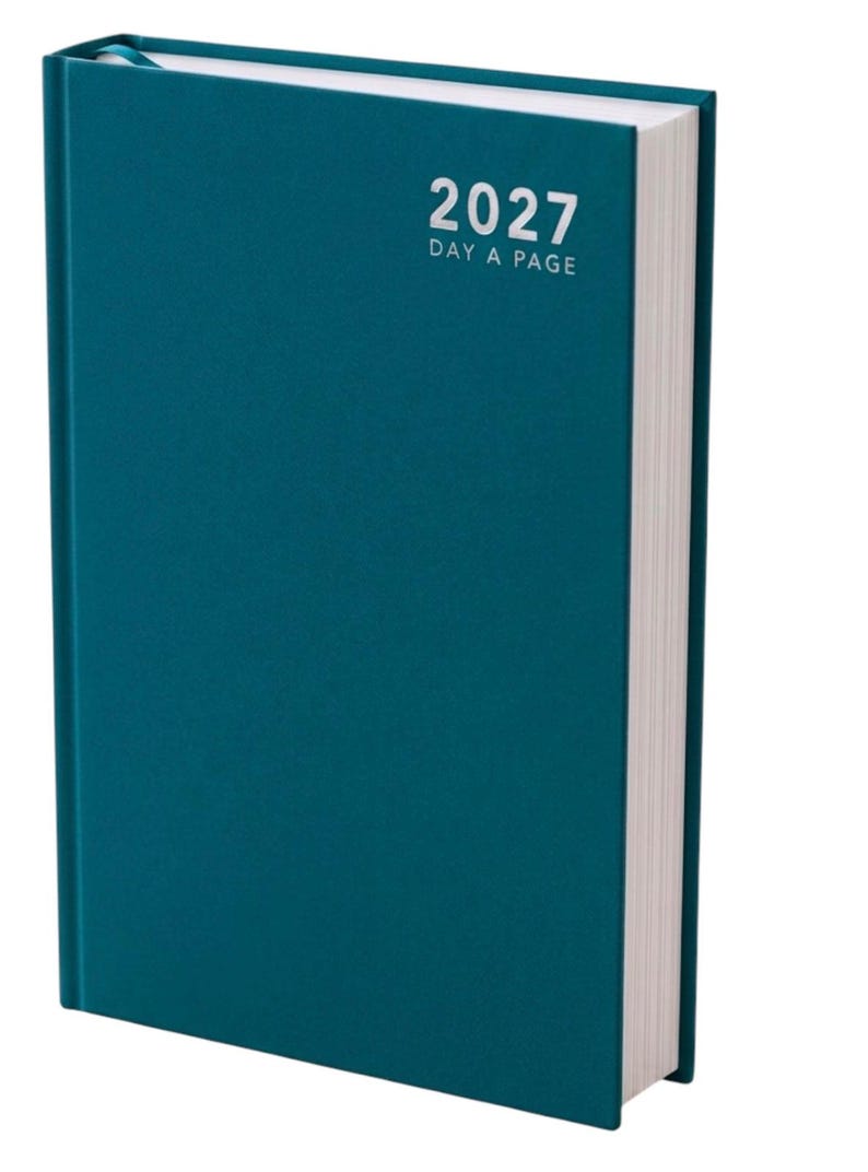 2027 diary A6 A5 A4 Page a Day Week to View Diary Hardback Full Year Planner Case bound Back Cover Green