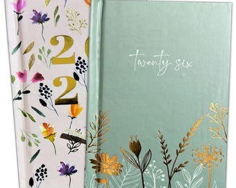 2026 Diary A5 Week To View Full Year Planner Gold Foil Botanical Case bound Back Cover Fashion Home Office School