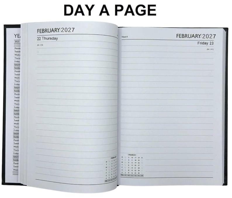 2027 diary A6 A5 A4 Page a Day Week to View Diary Hardback Full Year Planner Case bound Back Cover image 3