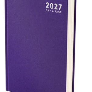 2027 diary A6 A5 A4 Page a Day Week to View Diary Hardback Full Year Planner Case bound Back Cover Purple