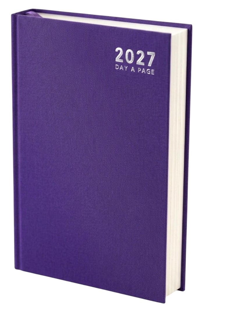 2027 diary A6 A5 A4 Page a Day Week to View Diary Hardback Full Year Planner Case bound Back Cover Purple