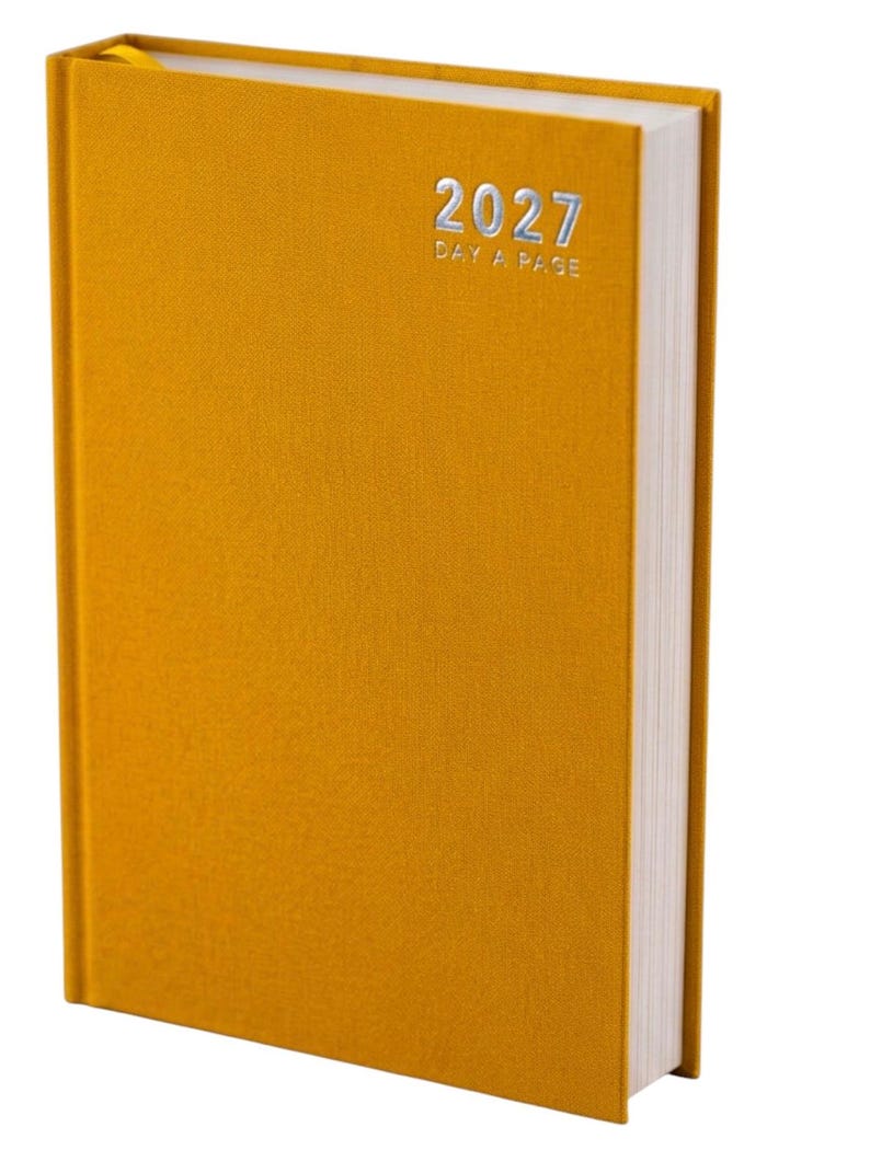 2027 diary A6 A5 A4 Page a Day Week to View Diary Hardback Full Year Planner Case bound Back Cover Yellow