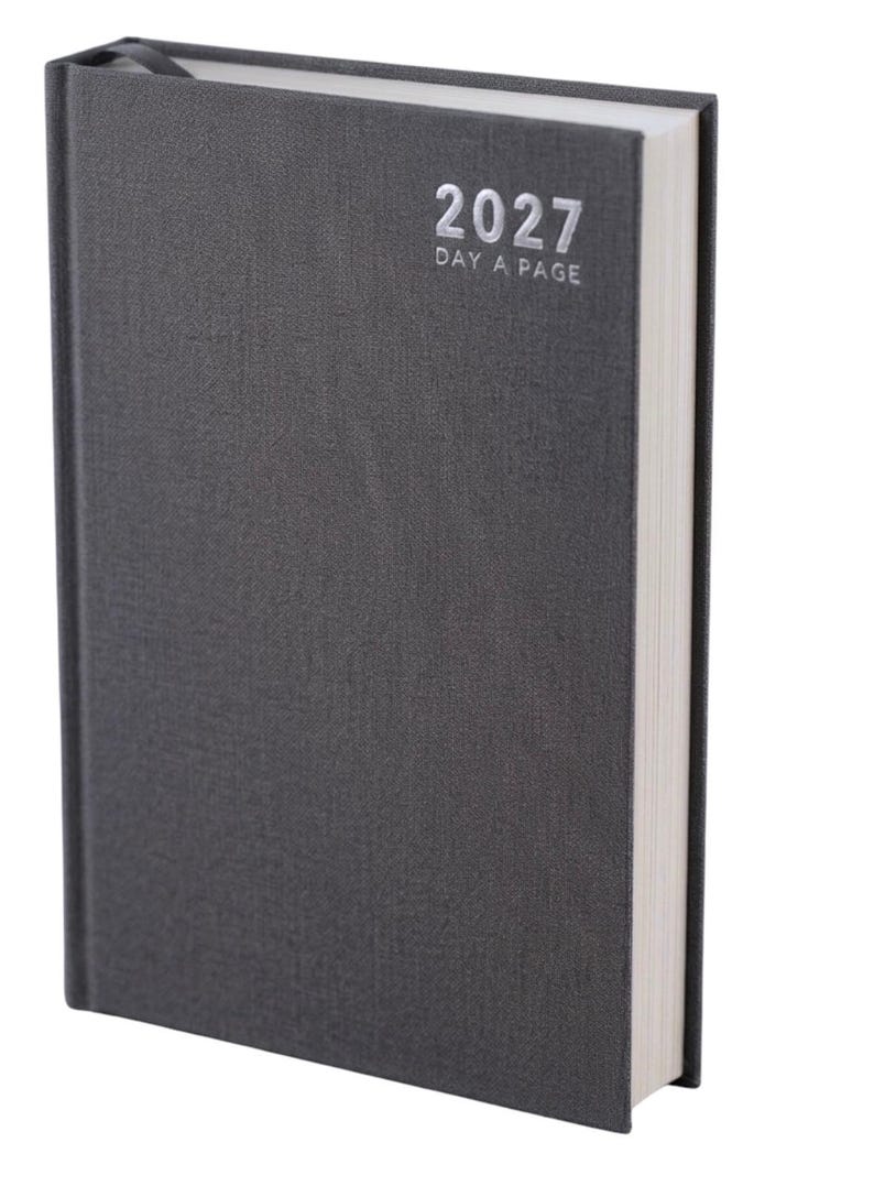 2027 diary A6 A5 A4 Page a Day Week to View Diary Hardback Full Year Planner Case bound Back Cover Gray