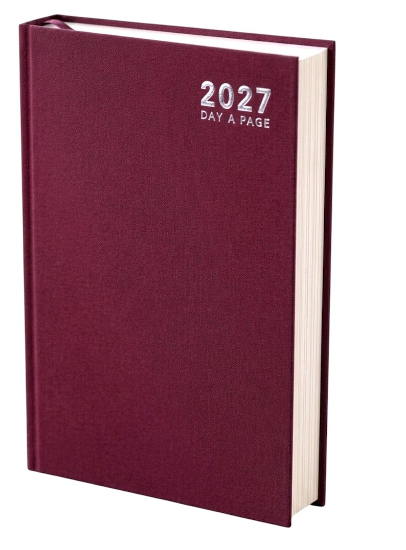 2027 diary A6 A5 A4 Page a Day Week to View Diary Hardback Full Year Planner Case bound Back Cover Red
