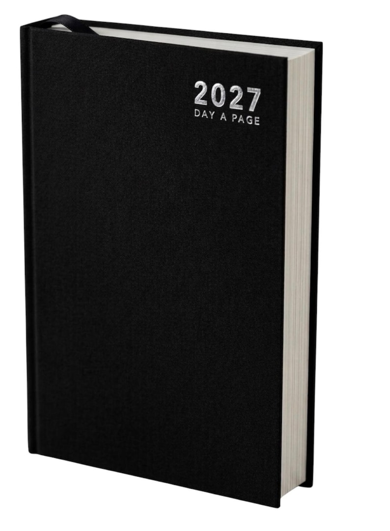2027 diary A6 A5 A4 Page a Day Week to View Diary Hardback Full Year Planner Case bound Back Cover Black