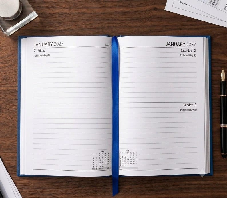 2027 diary A6 A5 A4 Page a Day Week to View Diary Hardback Full Year Planner Case bound Back Cover image 6