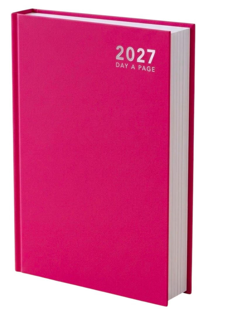 2027 diary A6 A5 A4 Page a Day Week to View Diary Hardback Full Year Planner Case bound Back Cover Pink