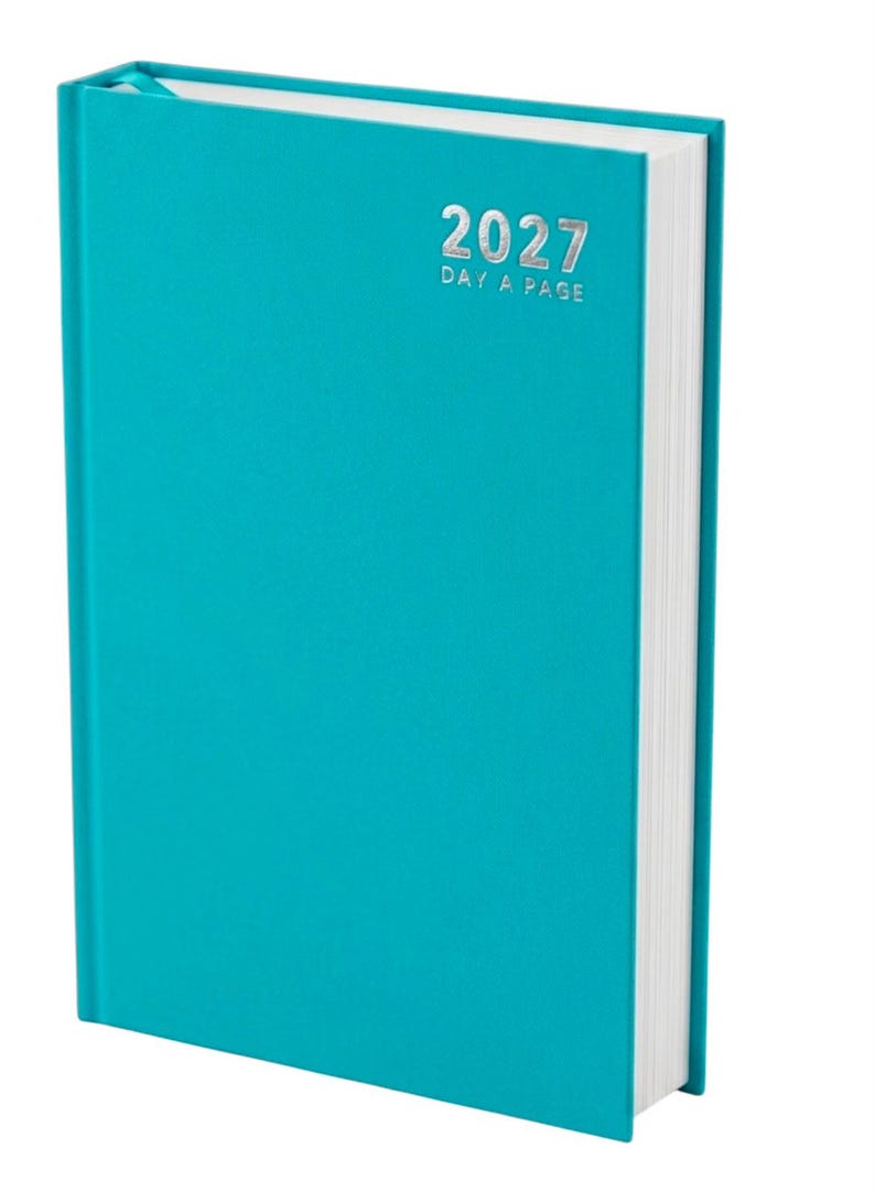 2027 diary A6 A5 A4 Page a Day Week to View Diary Hardback Full Year Planner Case bound Back Cover Turquoise
