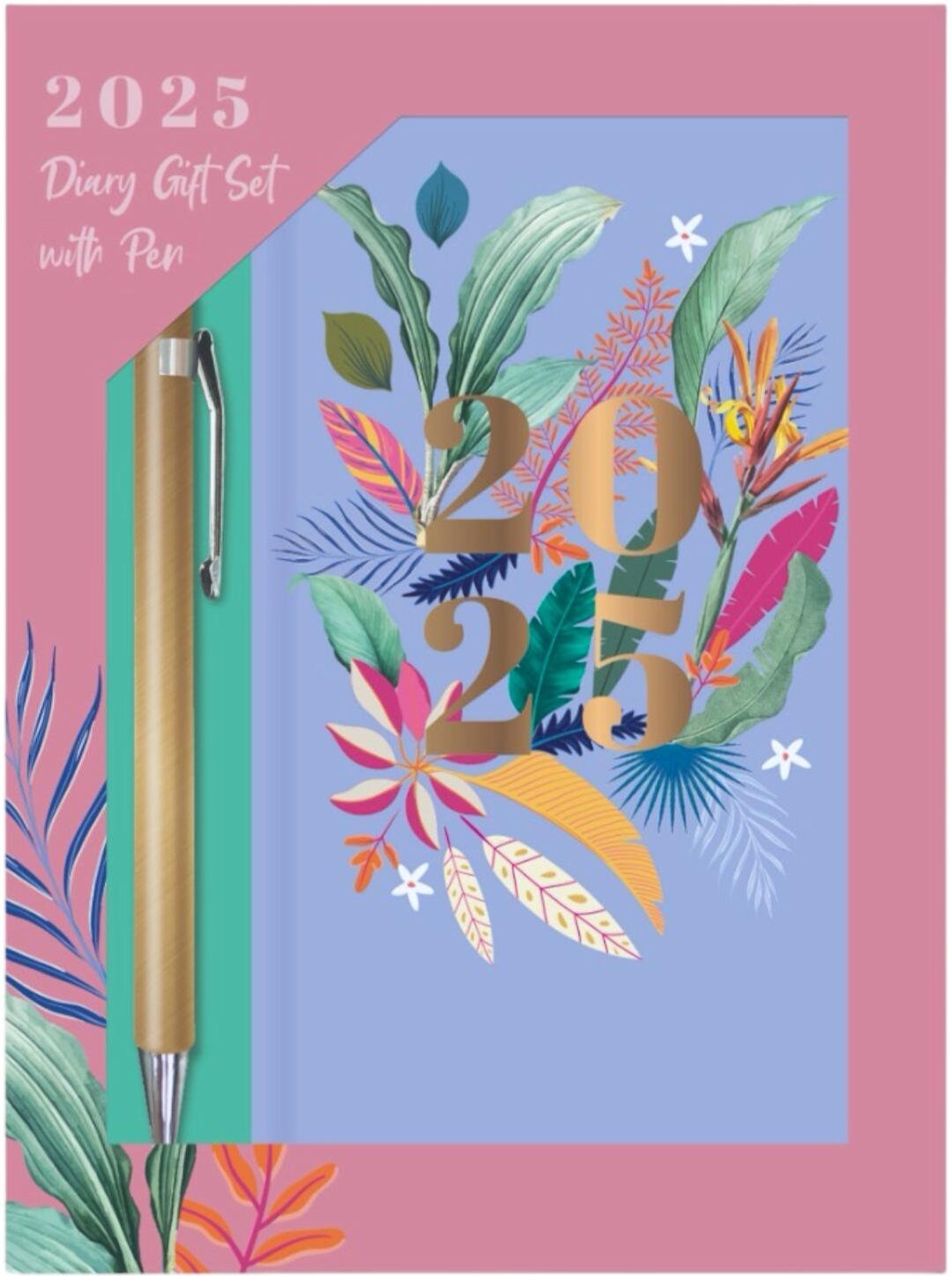 2025 Diary Slim Week To View Hard Cover Slimline Notebook Planner Journal Floral - Foto 12