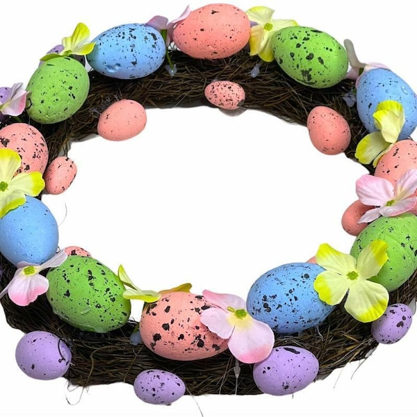 Easter wreath for front door Large Wreath 35cm, Easter eggs tulip wreath, door wreath, front door easter decoration