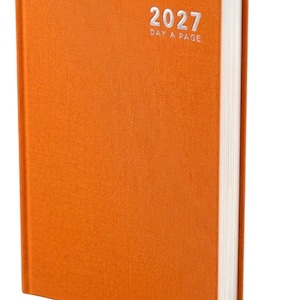 2027 diary A6 A5 A4 Page a Day Week to View Diary Hardback Full Year Planner Case bound Back Cover Orange