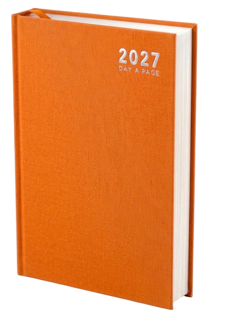 2027 diary A6 A5 A4 Page a Day Week to View Diary Hardback Full Year Planner Case bound Back Cover Orange