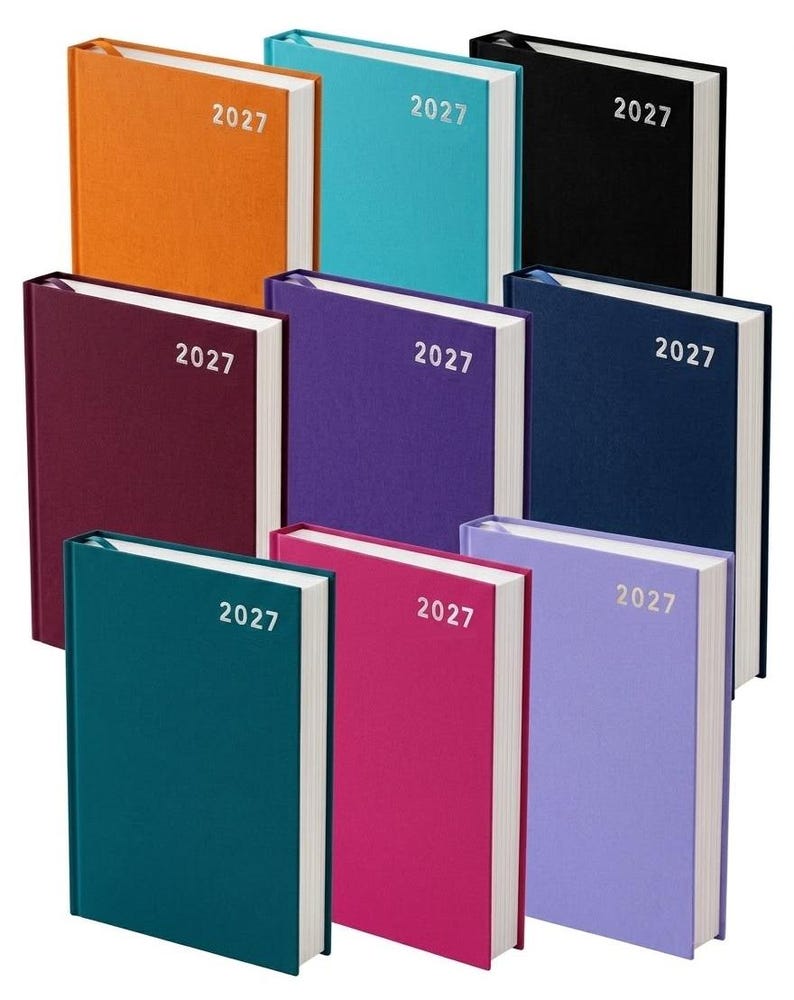 2027 diary A6 A5 A4 Page a Day Week to View Diary Hardback Full Year Planner Case bound Back Cover image 2